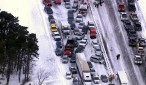 Fotografía aérea de el accidente múltiple en la autopista 401