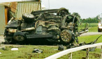 En la imagen el estado en que quedo el automóvil luego del accidente